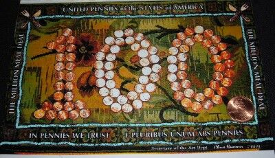 100 Pennies United for Meals penny art
