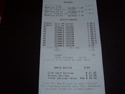 cereal and oats receipt