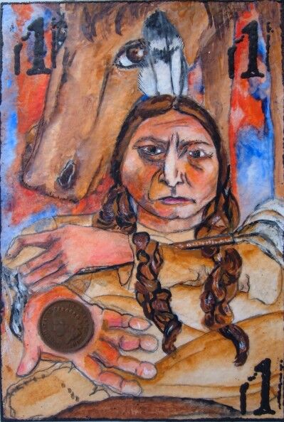 Sitting Bull penny postcard art