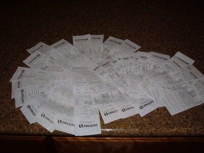190 boxes receipts
