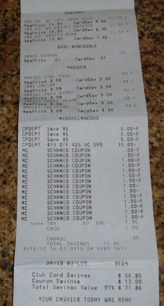 additional food receipt