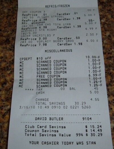 frozen food month receipt