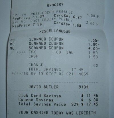 receipt closeup