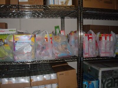 food bank food on shelves