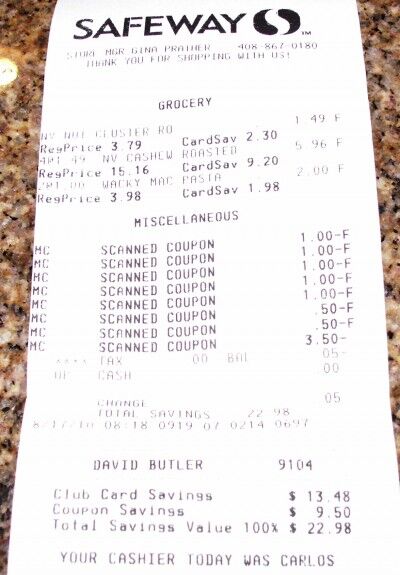 safeway receipt