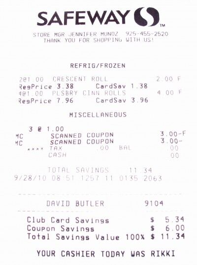 Pillsbury receipt