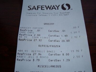 Safeway receipt