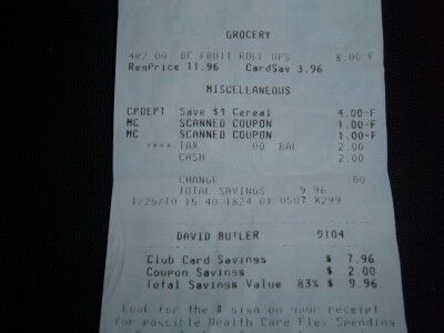 grocery shopping receipt