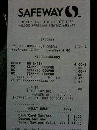 safeway grocery store receipt
