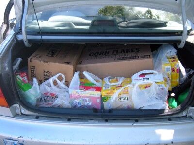 food bank trip car trunk