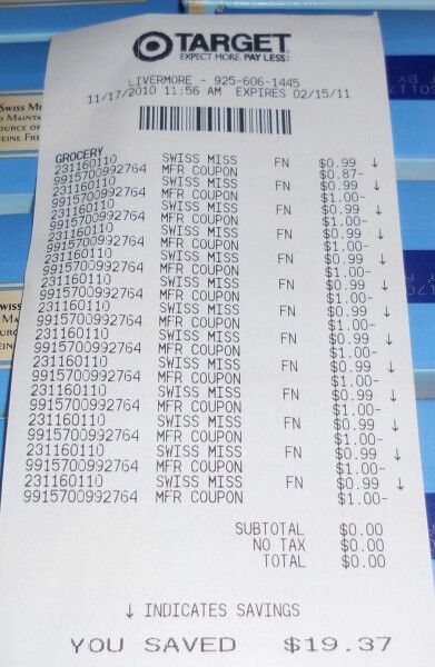 swiss miss hot chocolate target receipt